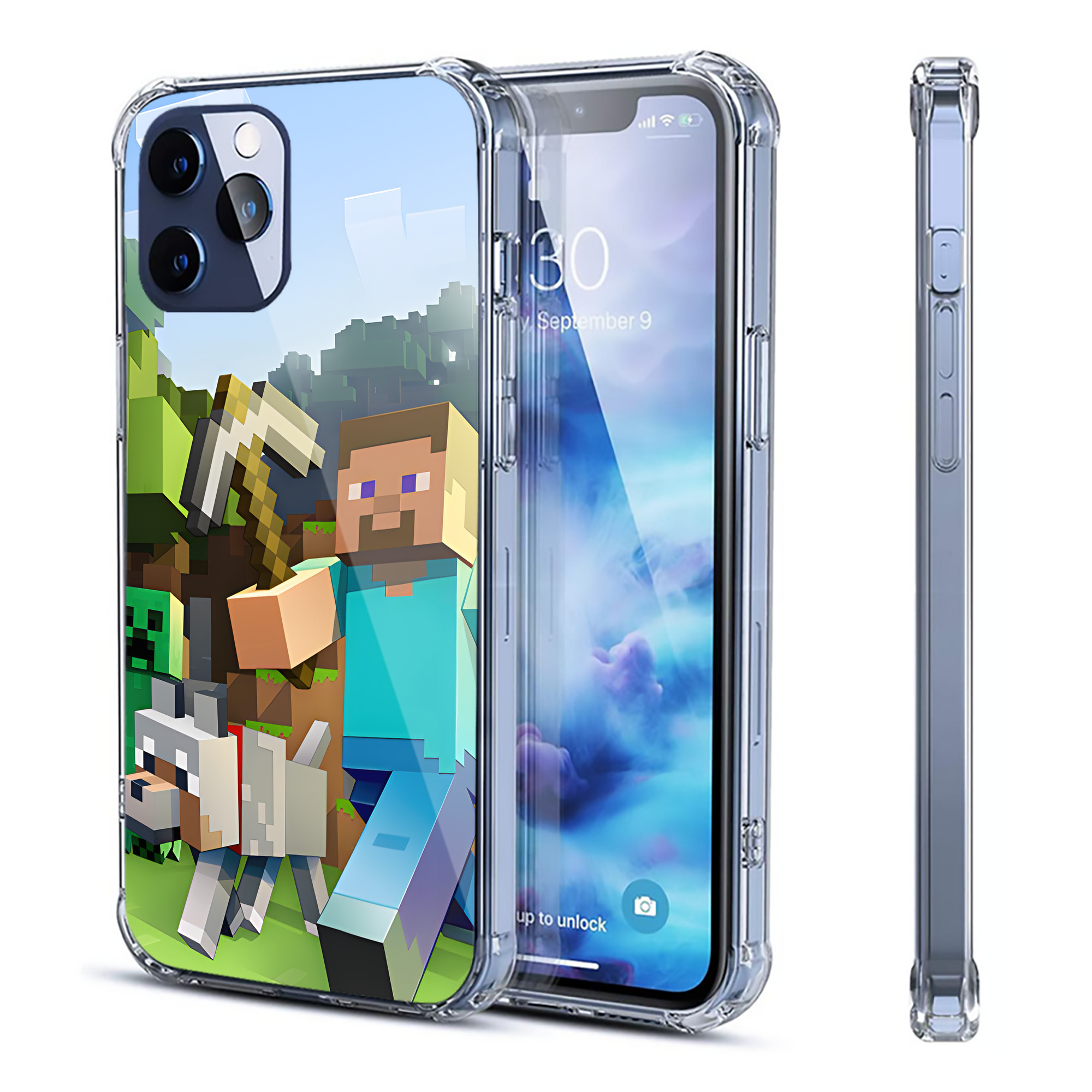 （画像用） マインクラフト ブロックの世界 Minecraft MC Block world 【iPhone 12シリーズ対応】透明スマホケース（クリアソフトケース）